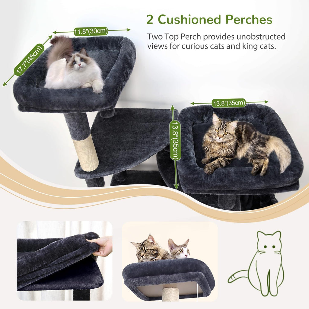 Globlazer S74E Pro Heavy Duty Maine Coon Cat Tree for Large Cats, Dark Grey