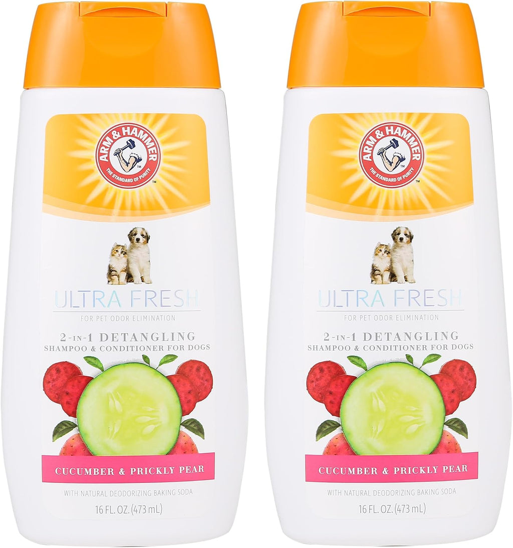 Arm & Hammer Detangling Dog Shampoo, Cucumber Prickly Pear, 16 Fl Oz, 2-Pk