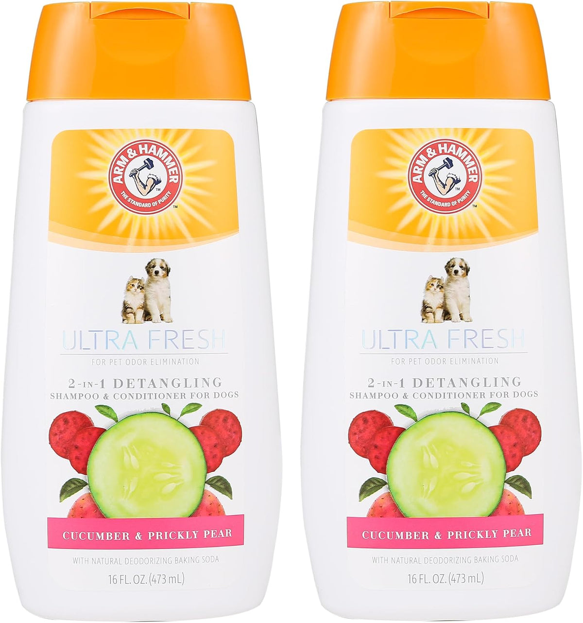 Arm & Hammer Detangling Dog Shampoo, Cucumber Prickly Pear, 16 Fl Oz, 2-Pk