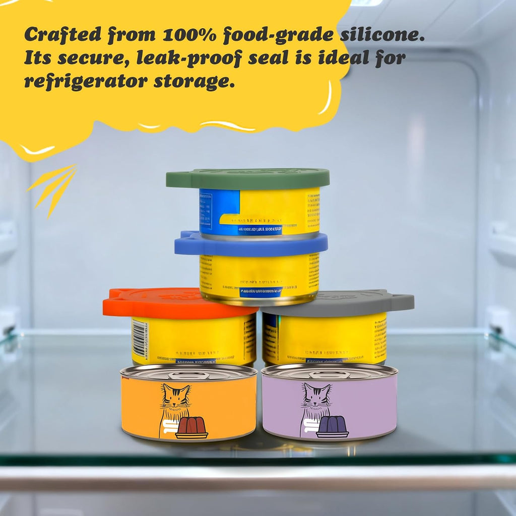 4 Pack Pet Food Can Cover Silicone Food Can Lids, Universal BPA Free, One Fit Most 3 oz,5.5 oz,12 oz Standard Size Food Cans