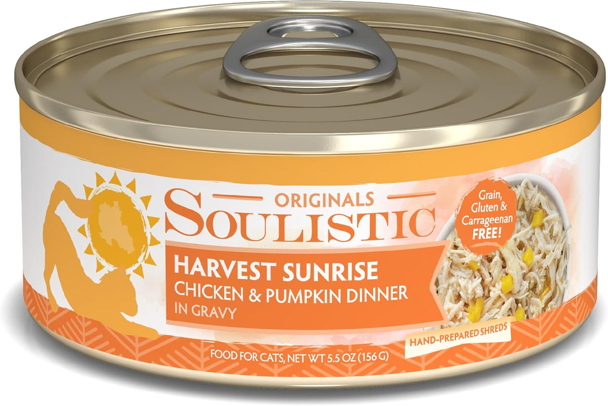 Soulistic Originals Wet Cat Food, Harvest Sunrise Chicken and Pumpkin Dinner in Gravy, 5.5oz Can, Pack of 8