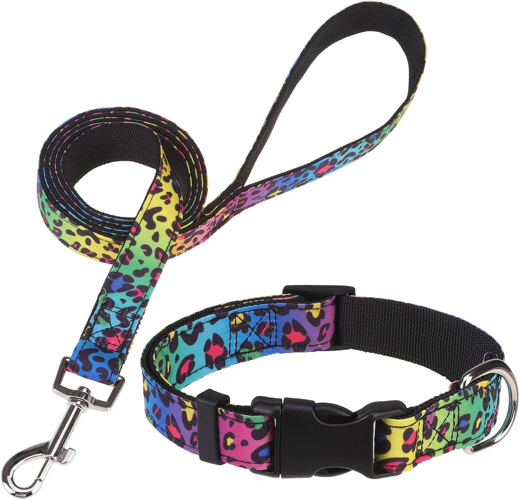 Dog Collar and Leash Set, Adjustable Pet Collars with 5FT Leash