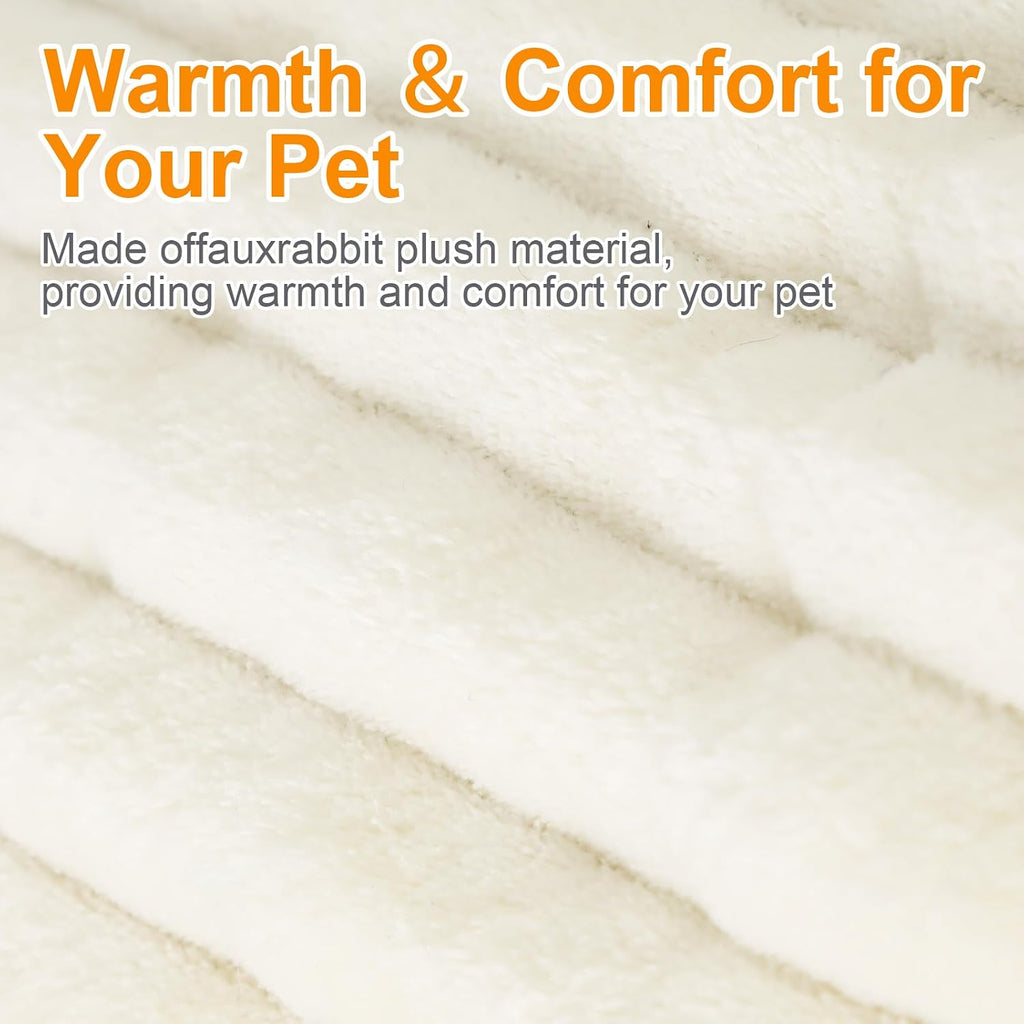 Cat Beds for Indoor Cats,Washable Round Donut Dog Bed(White, S)