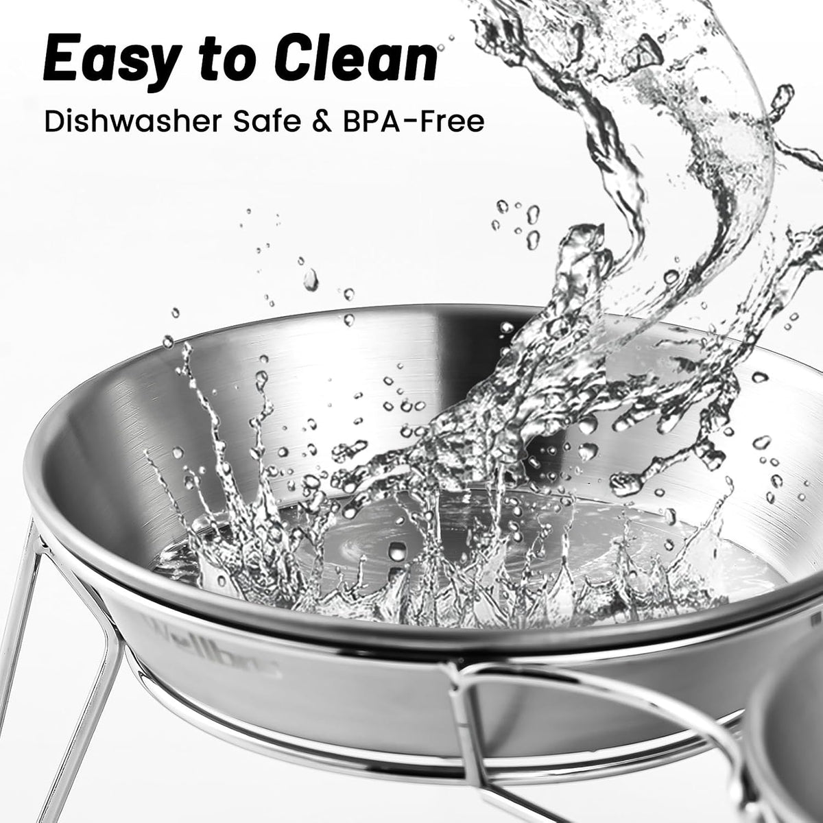 Elevated Cat Bowls, Wide Stainless Steel Cat Food Bowls with Metal Stand Whisker Stress-Free, Raised Food and Water Dish for Cats, Kitten, Puppies and Small Dogs