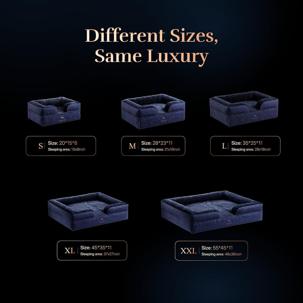 NOAH & PAW Large Dog Bed, Orthopedic Memory Cooling Foam (2X Base) 45x35x11