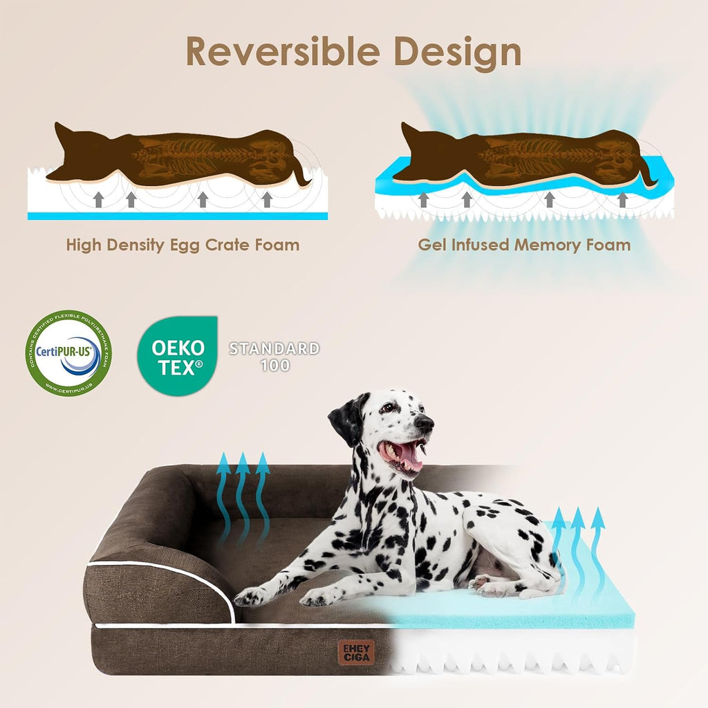 EHEYCIGA Orthopedic Dog Beds Large Sized Dog, Waterproof Washable Pet Bed