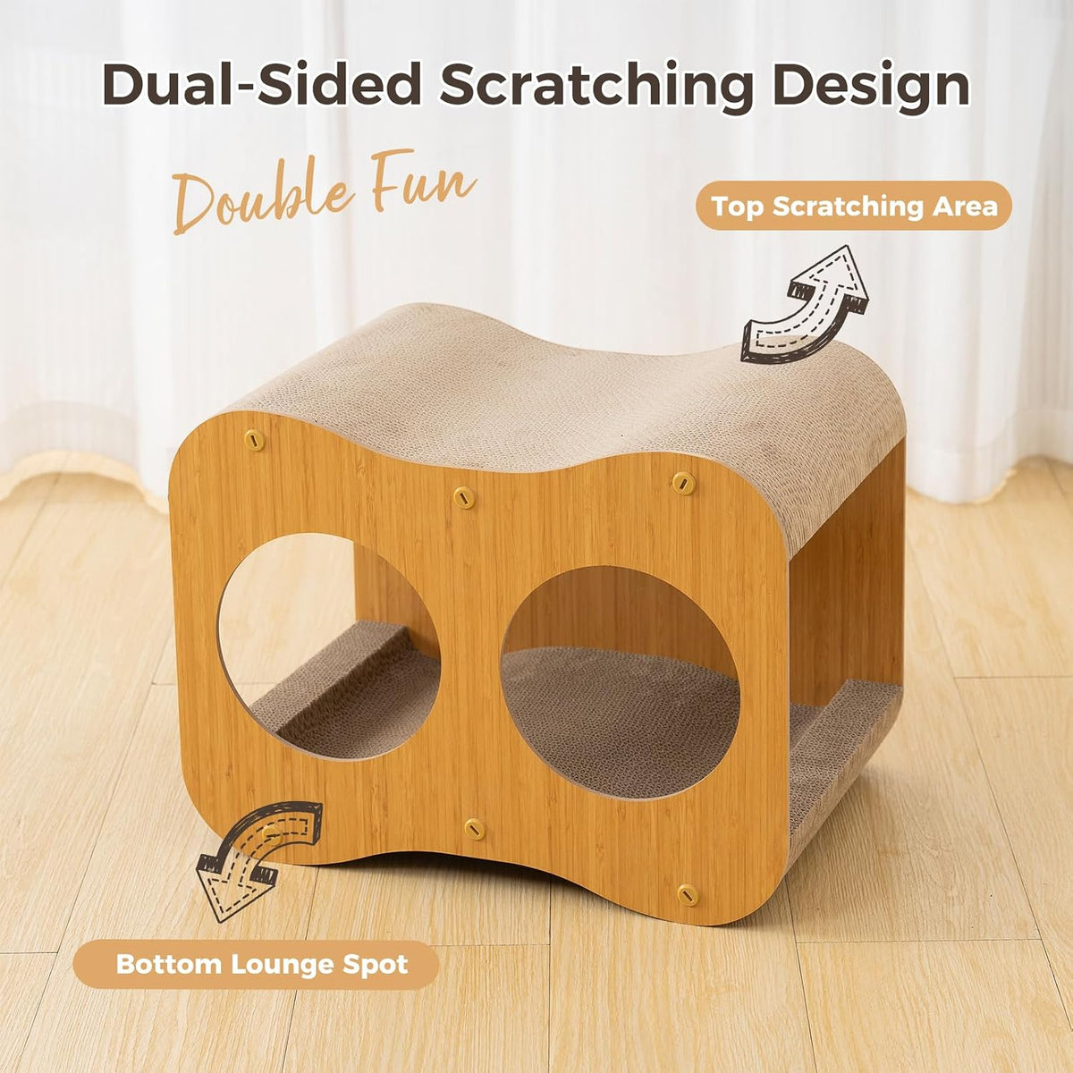 Avont 2-in-1 Cat Scratcher with Reversible Scratching Board, Curved