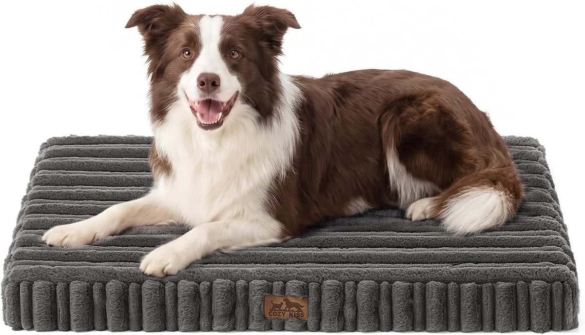 COZY KISS Orthopedic Washable Dog Bed for Crate, 35IN, Grey