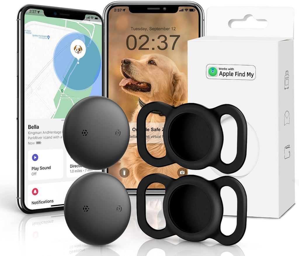 GPS Tracker, iOS Only, No Monthly Fee, Smart Pet Activity Tracker, Black 2P