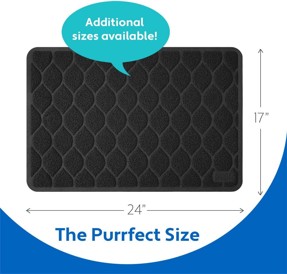 MIGHTY MONKEY Waterproof Cat Litter Box Mat, BPA Free, 24x17 Black | Easy Clean Floors, Textured Backing, Soft on Sensitive Kitty Paws, Cats Accessories, Less Waste, Stays in Place
