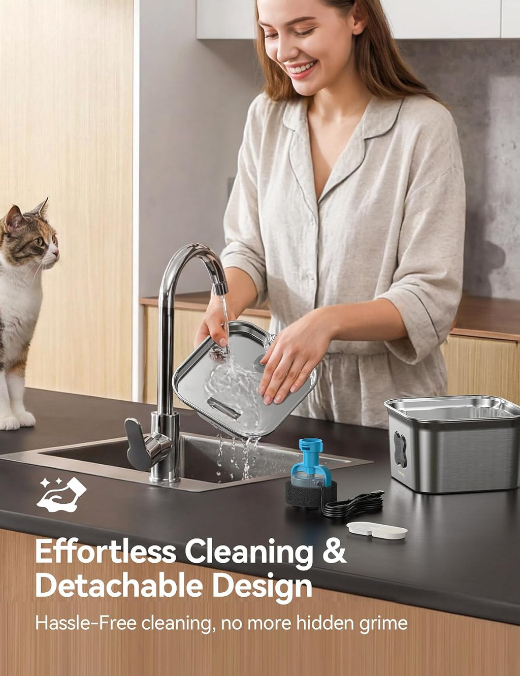 Cat Water Fountain - 95oz/2.8L Faucet-Style Pet Drinking Fountain for Cats