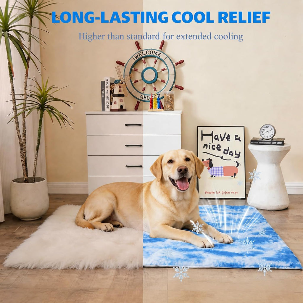 Cooling Blanket For Dogs. Dog Cooling Blankets For Large Dogs, Breathable Cooling Fabric, Cold Washable, Cooling Dog Blanket Durable Scratch-Resistant Soft Fabric for All Seasons, Tie-Dye Blue
