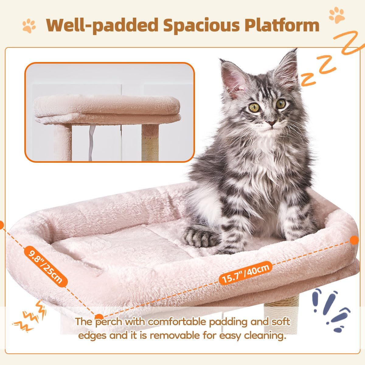 Taoqimiao Cat Tree, 38.5In Cat Tower for Indoor Cats, Suitable for Kittens