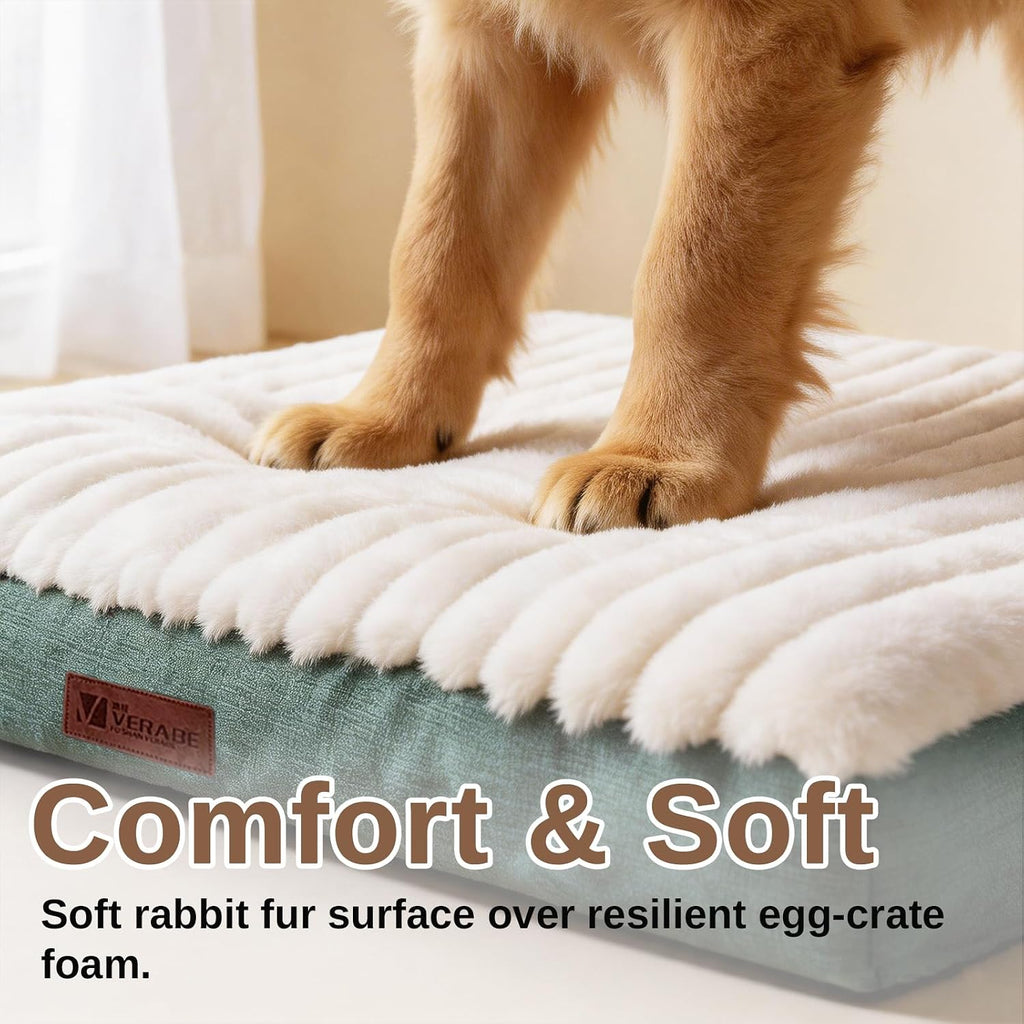 Orthopedic Dog Bed for Large Dogs,Firm Egg Crate Foam,Non-Slip Bottom,Green