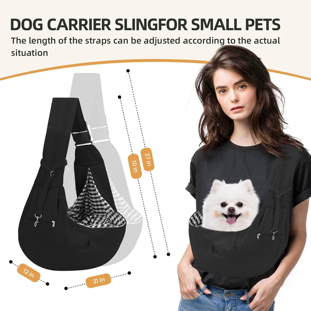 Adjustable Dog Sling Carrier with Pocket, Puppy Carrier for Small Dog & Cat
