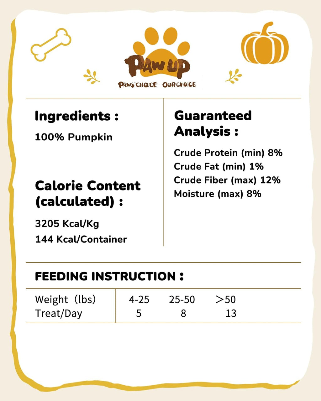 PAWUP Freeze Dried Pumpkin Treats for Dogs & Cats, Single Ingredient