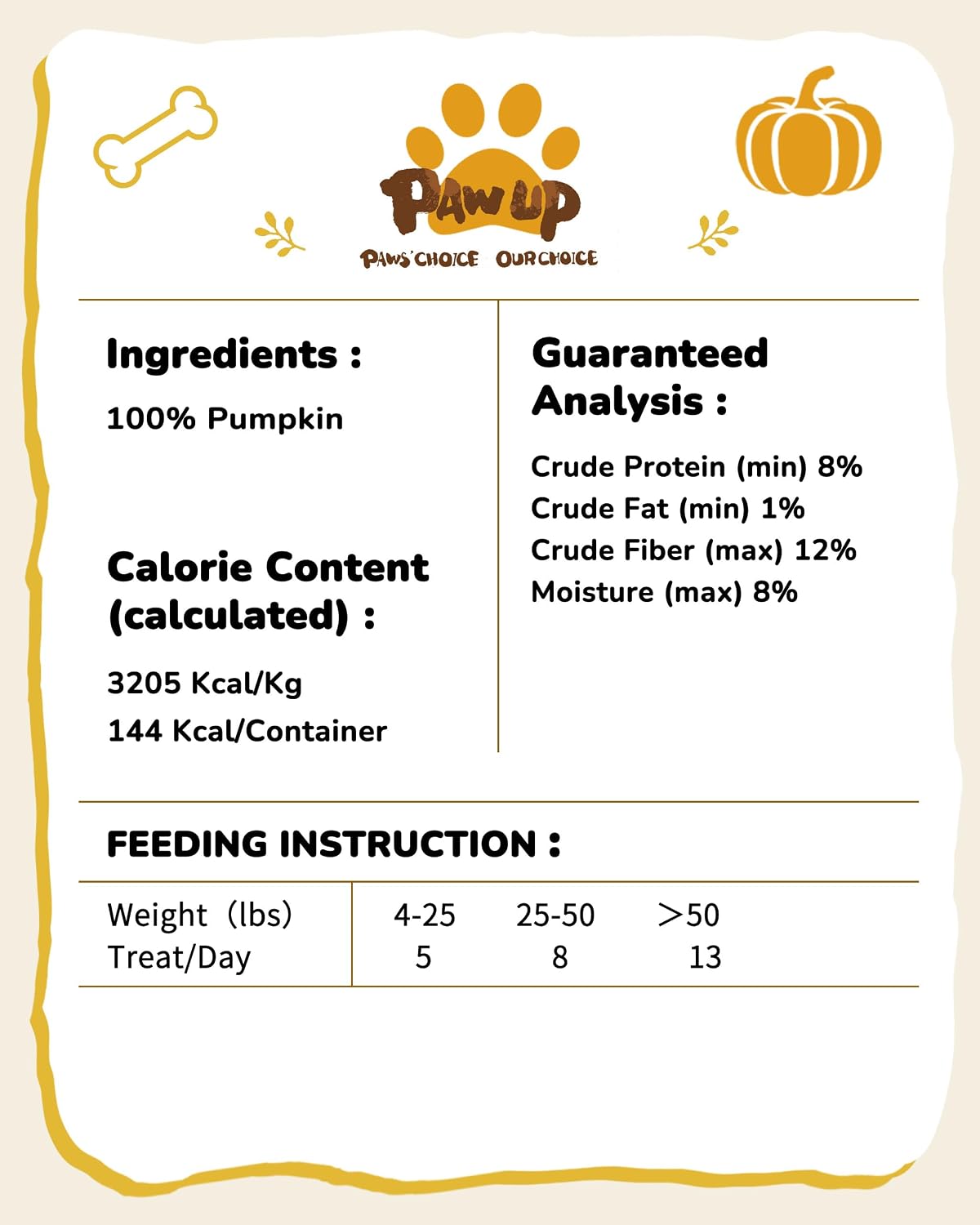 PAWUP Freeze Dried Pumpkin Treats for Dogs & Cats, Single Ingredient