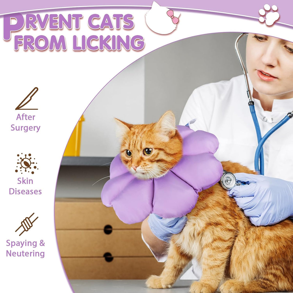 ANWA Waterproof Cat Cone Collar Soft, Cat Donut Collar After Surgery