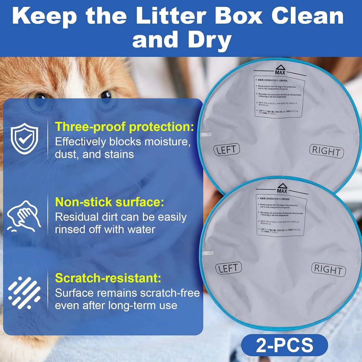 2-Pcs Cat Litter Pad Compatible with CATLINK Scooper Open-X Cat Litter Box