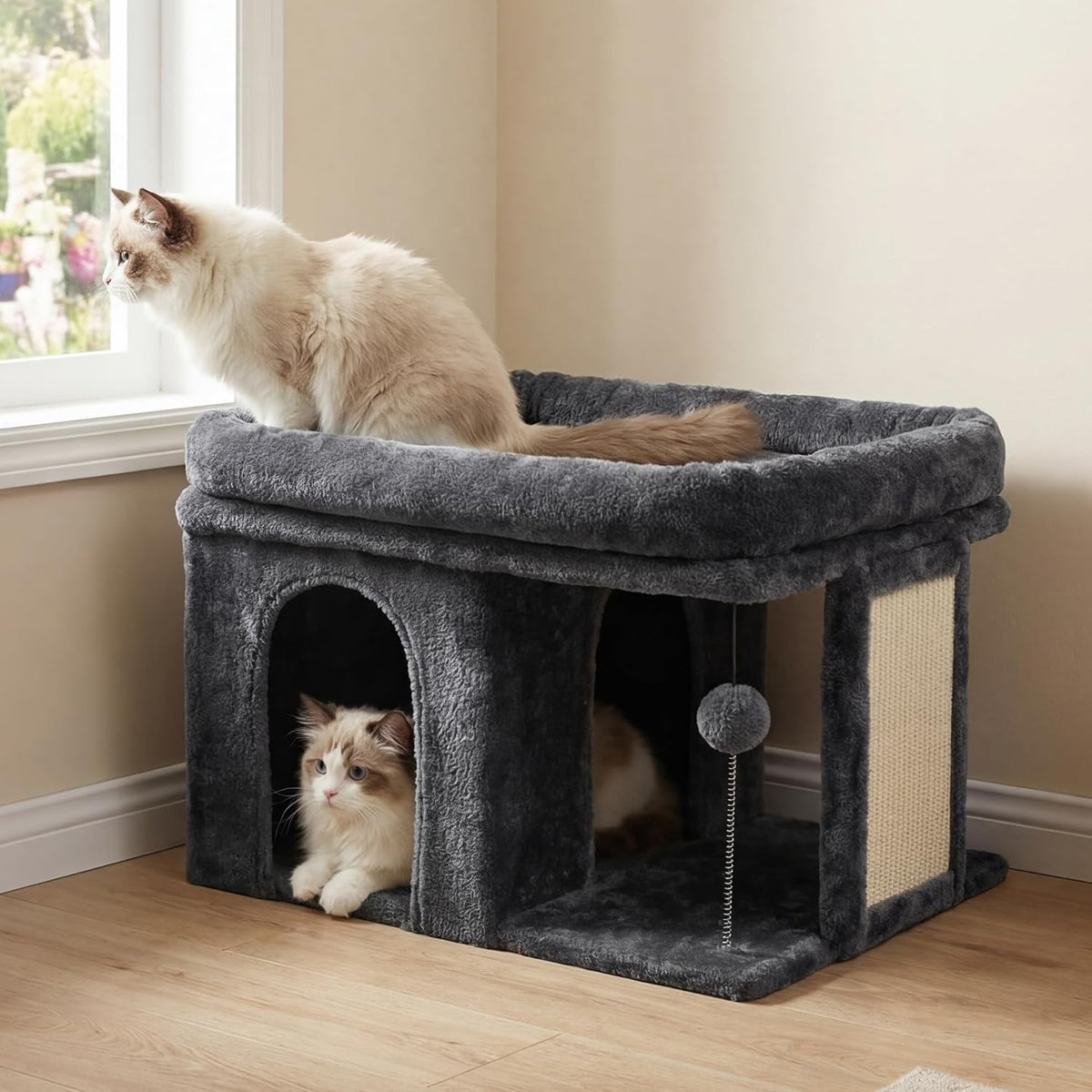 Heybly Cat Tree, 14" Cat Tower with Large Cat Bed & Condo HCT203SG