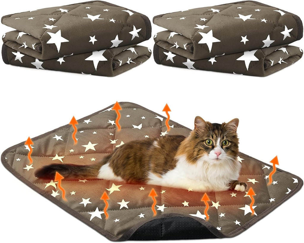 Namalu 4 Pack Self Warming Cat Bed, Brown, 18'' X 24'', Rectangle