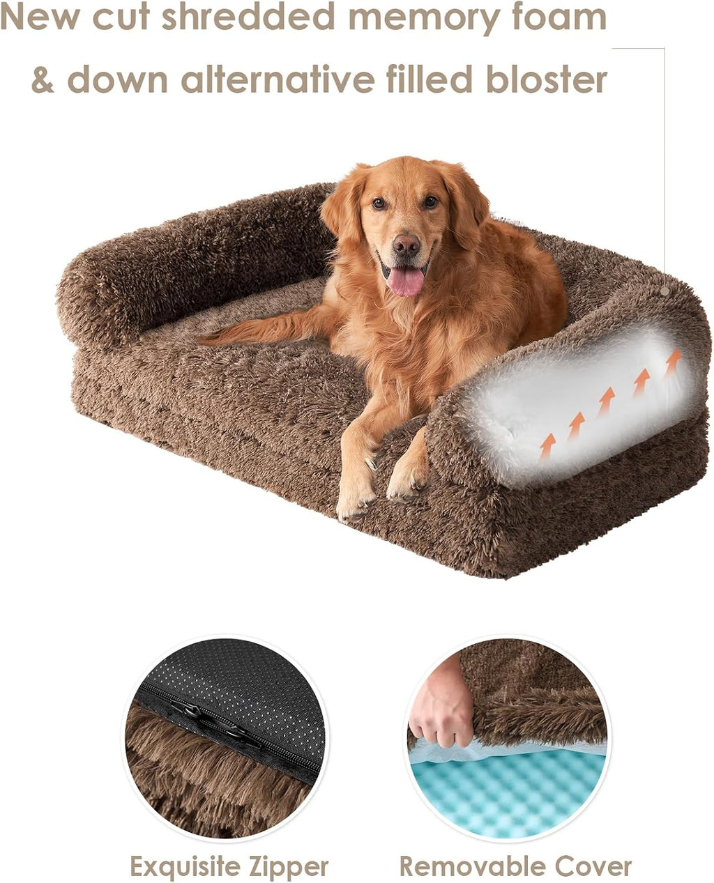 EHEYCIGA Foldable XXL Dog Bed for Large Sized Dog - 54x38x7.5, Brown