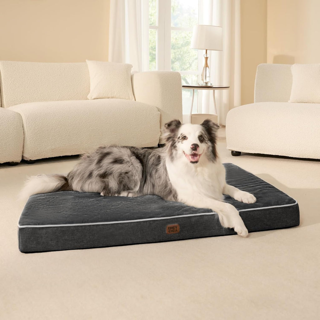 EHEYCIGA Extra Large Memory Foam Dog Bed Mat, 44x32Inch, Dark Grey