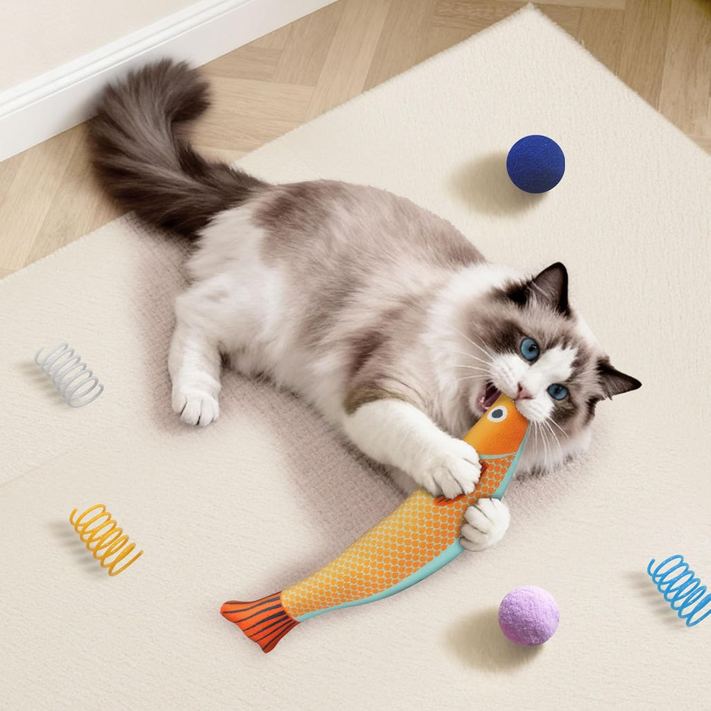 Cat Toys for Indoor Cats, 36 Pack Interactive Cat Toy Set | Kitten Toys Variety Pack with Plush Fish, Chew Ropes, 12Colors Spring, Mouse & Ball, Ideal for Boredom Relief and Self Play