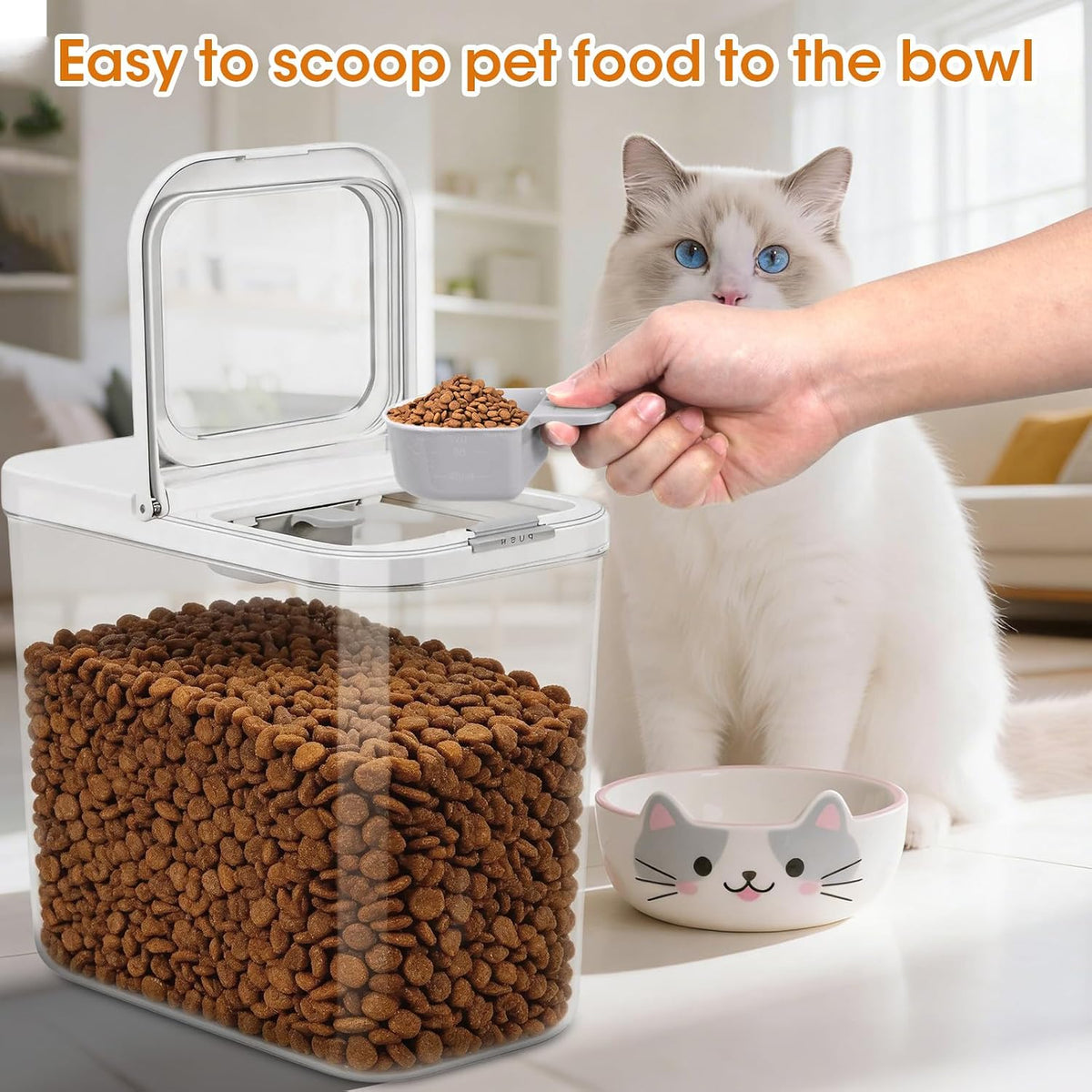 TBMax Dog Cat Food Storage Container 12Lbs with Airtight Flip-up Lid, Large Pet Food Dog Treat Container with Scoop, Airtight Food Storage Bin for Kitchen Organization