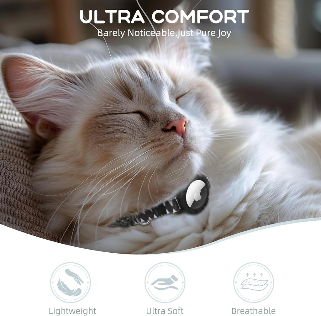 AirTag Cat Collars, Stretchy Collar with AirTag Holder and Bell