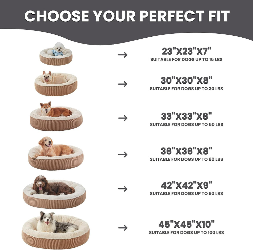 42 inches Calming Donut Dog Bed for Large Plus Dogs,Brown