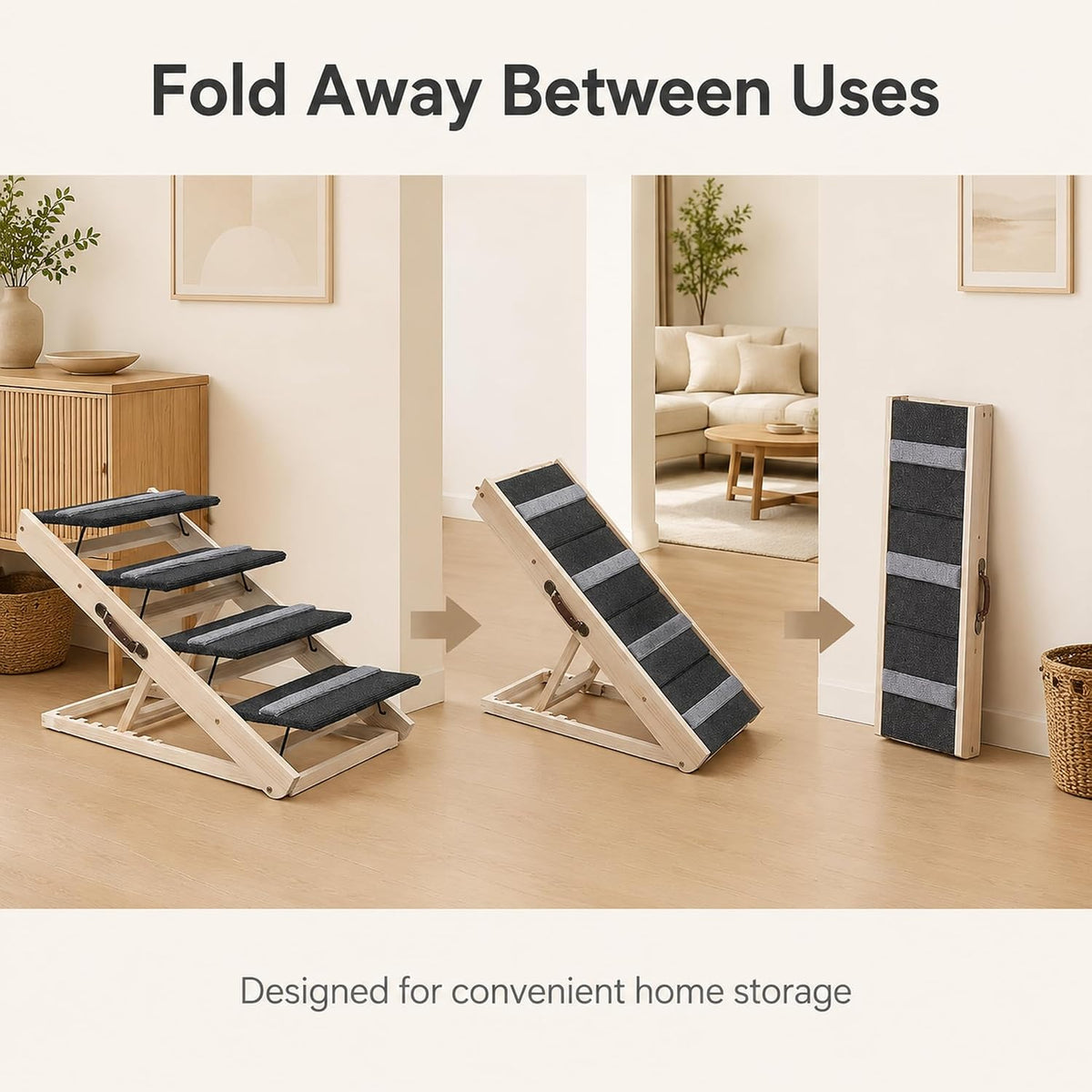 Upgrade 2-in-1 Pet Ramp Dog Stair,Folding Pet Stairs,Portable Dog Ramp for Small&Large Old Animals with Non-Slip Surface,Dog Ramp for Bed,Couch and Car,11.8" to 23.6" Height Adjustable(40×17.7)