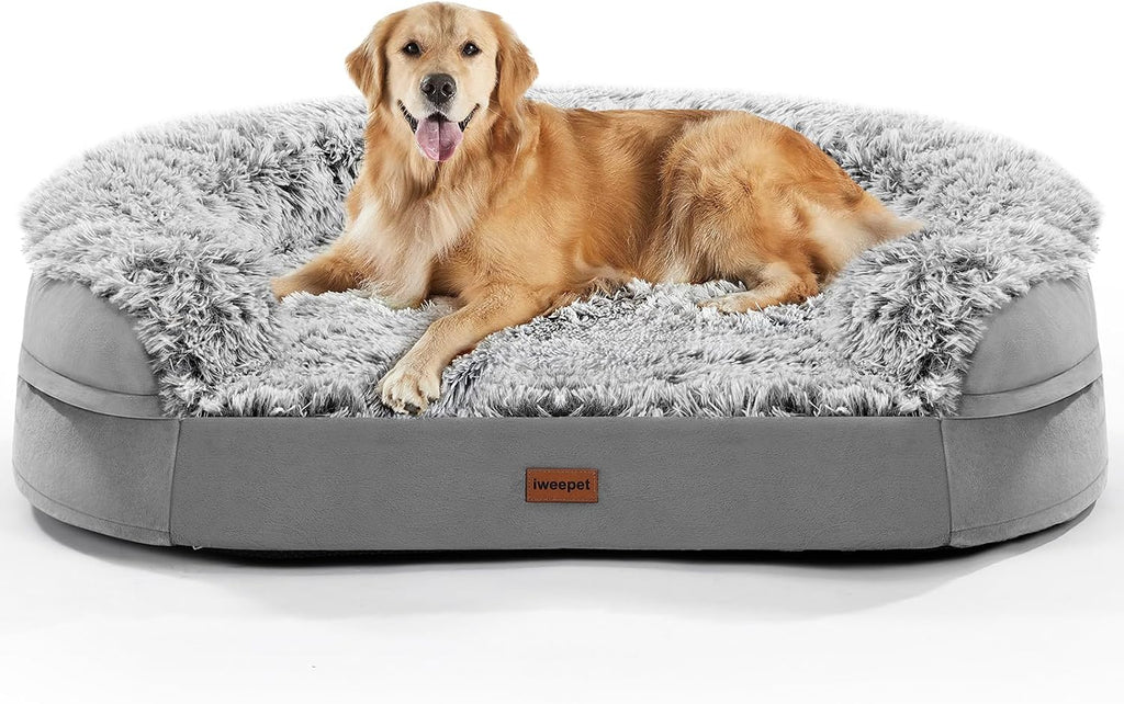 iweepet Fluffy Calming Orthopedic Dog Beds Large Sized Dog,44‘’Dog Sofa Bed