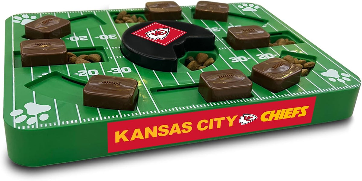 Pets First NFL Kansas City Chiefs Puzzle Toy for Dogs, Slow Feeder Board for Pets, Interactive Doggie Treat Toy