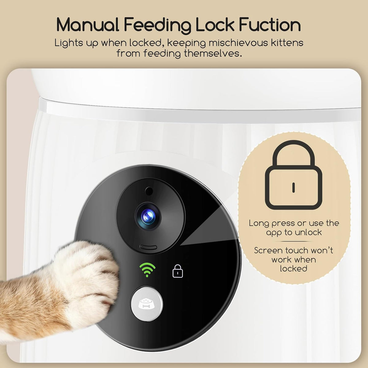 Faroro Automatic Cat Feeder with Camera, 1080P HD Video with Night Vision, 5G WiFi Automatic Dog Feeder with APP Control, 2-Way Audio, Blockage Sensor for Cats or Small Dogs, 4L (White)