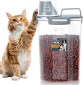 Dog Cat Food Storage Container with Cup (Dark Gray, 2.5L)
