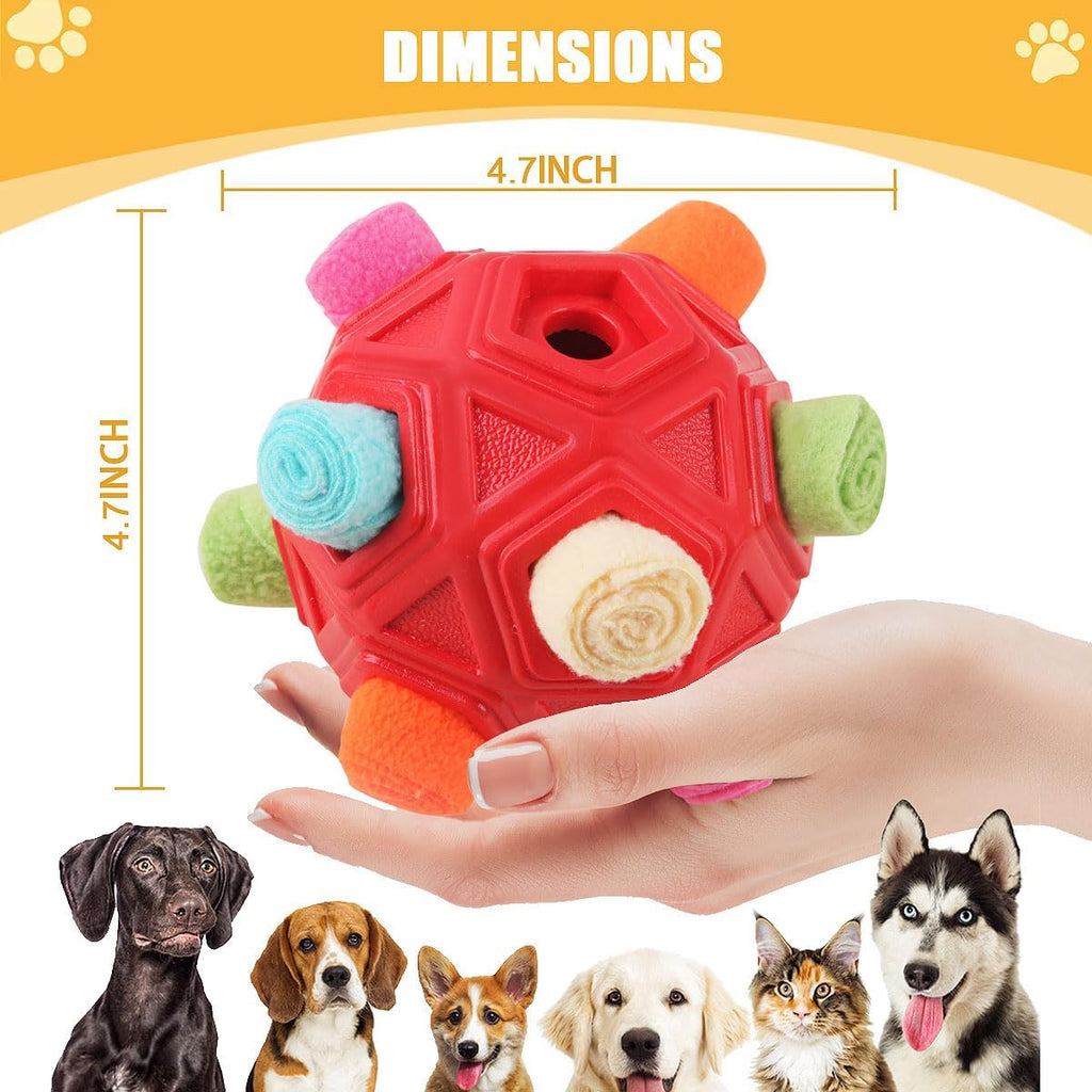 Dog Snuffle Ball-Interactive Puzzle Dog Toys Encourage Natural Foraging Skills Slow Feeder for Training and Stress Relief, Cloth Strip Hiding Food Dog Toys for Any Size Dogs