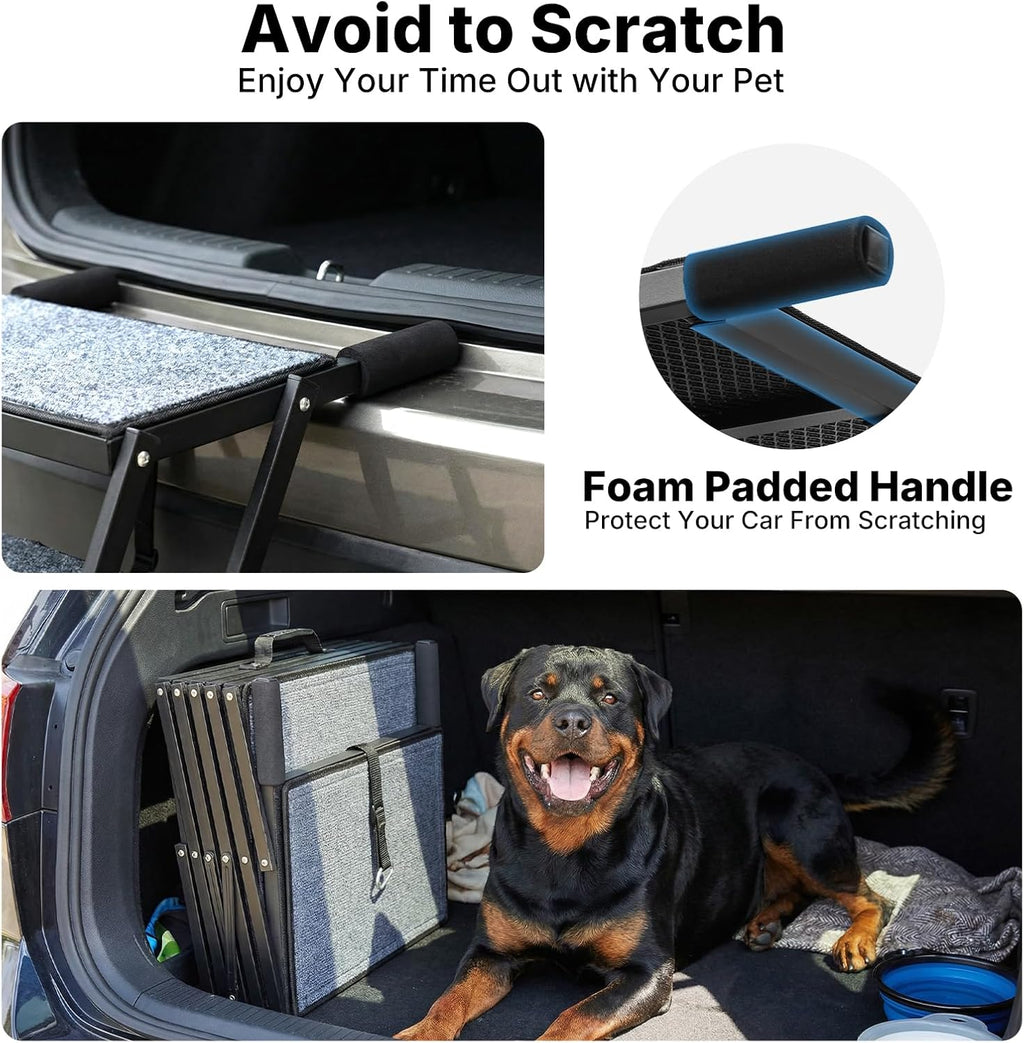Veehoo Foldable Dog Steps for Car SUV, Large Dogs Car Stairs Extra Wide 20"