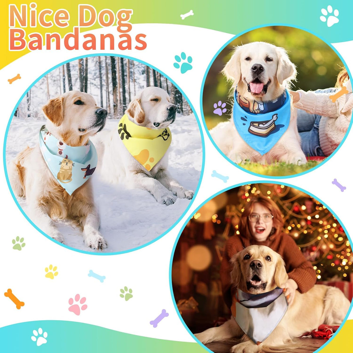 Huhumy 100 Pcs Paw Dog Bandanas Bulk XL Paw Grooming Bandanas for Dogs
