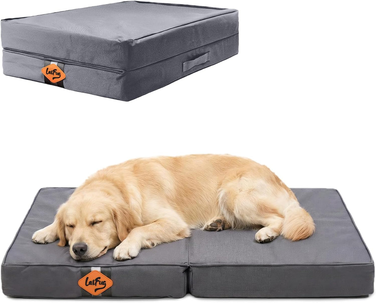 Laifug Outdoor Foldable Waterproof Dog Bed,Elephant Grey,(36''x27''x3.5'')
