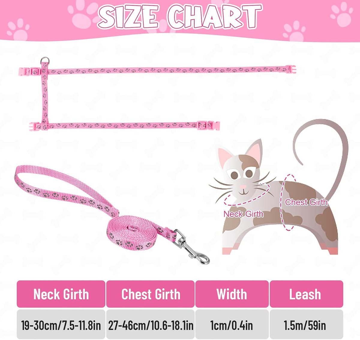 Auidy_6TXD 3 Pack Cat Harness and Leash Reflective Cat Harness