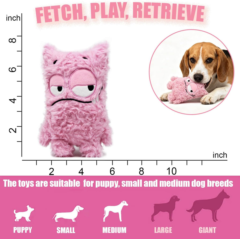 Monster Dog Valentine Toy for Puppy Gifts, Stuffed Dog Plush Toy | Crinkle Squeaky, Soft Lightweight Toy for Fetch and Chew, Interactive Outdoor Indoor Play for Tug, For Puppy Small Medium Dog