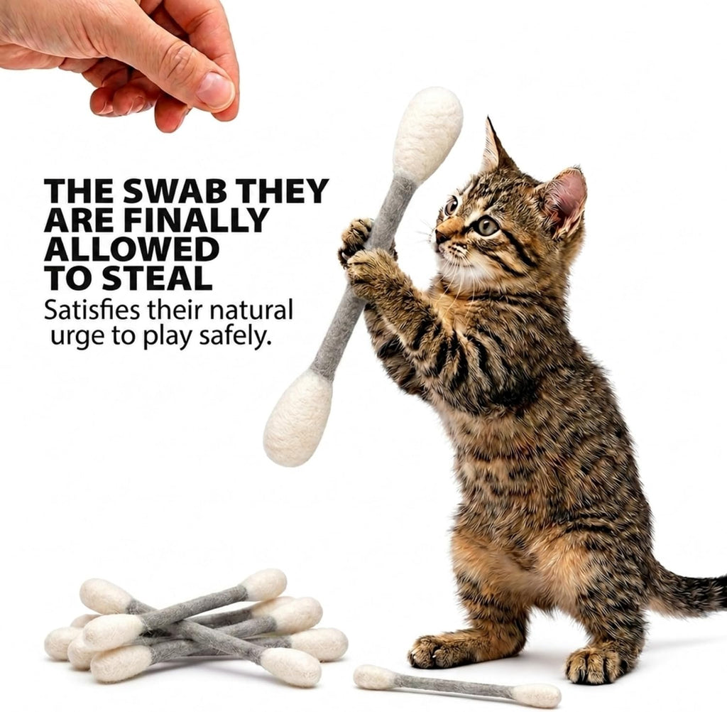 Glaciart One Swabs Cat Toys with Catnip - 6 Pk | Durable for Chew, Cute Cat Toys Interactive Kitty for Boredom, Exercise, & Play | Filled w/Organic Catnip for Anxiety & as Digestive Aid | Gift Idea