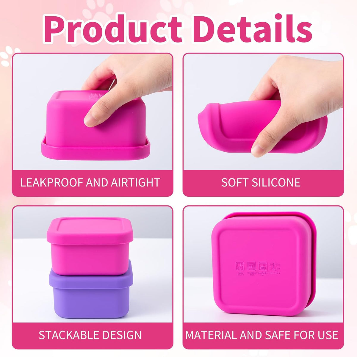 SLSON Cat Can Cover 5.5 oz Canned Food Storage Container, 2Pack Silicone Can Sealer with Airtight Lids Compatible with 5.5oz Friskies & 3.5oz Cesar Dog Can for Fridge to Keep Fresh (Violet and Rose)