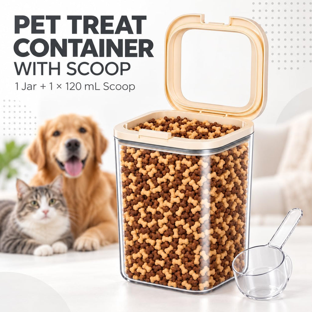 LivLab Mker Pet Treat Container, 5.28QT, One-Handed Open, Clear, Stackable