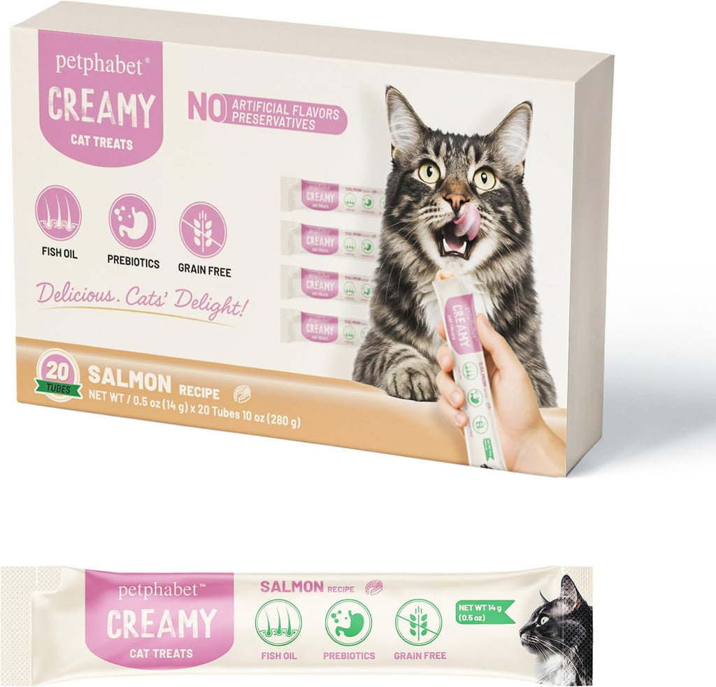 PETPHABET Lickable Cat Treats Squeeze, Salmon Recipe 20 Tubes