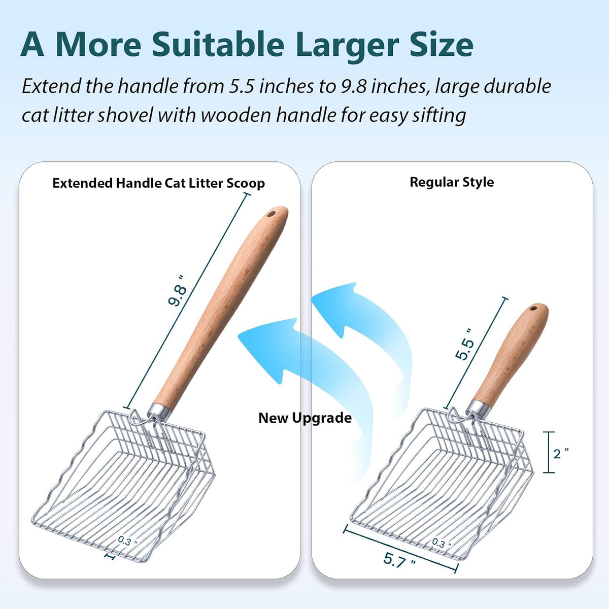 Cat Litter Scoop, Metal Scooper for Litter Box, 9.8" Long Handle