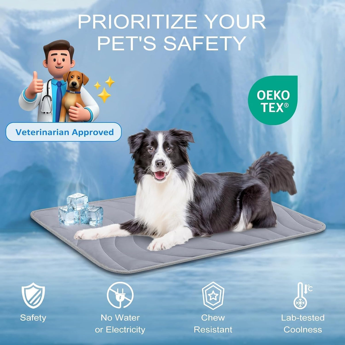 Cozyide Dog Cooling Mat, Q-Max>0.45, 28" L x 22" W, Dark Grey