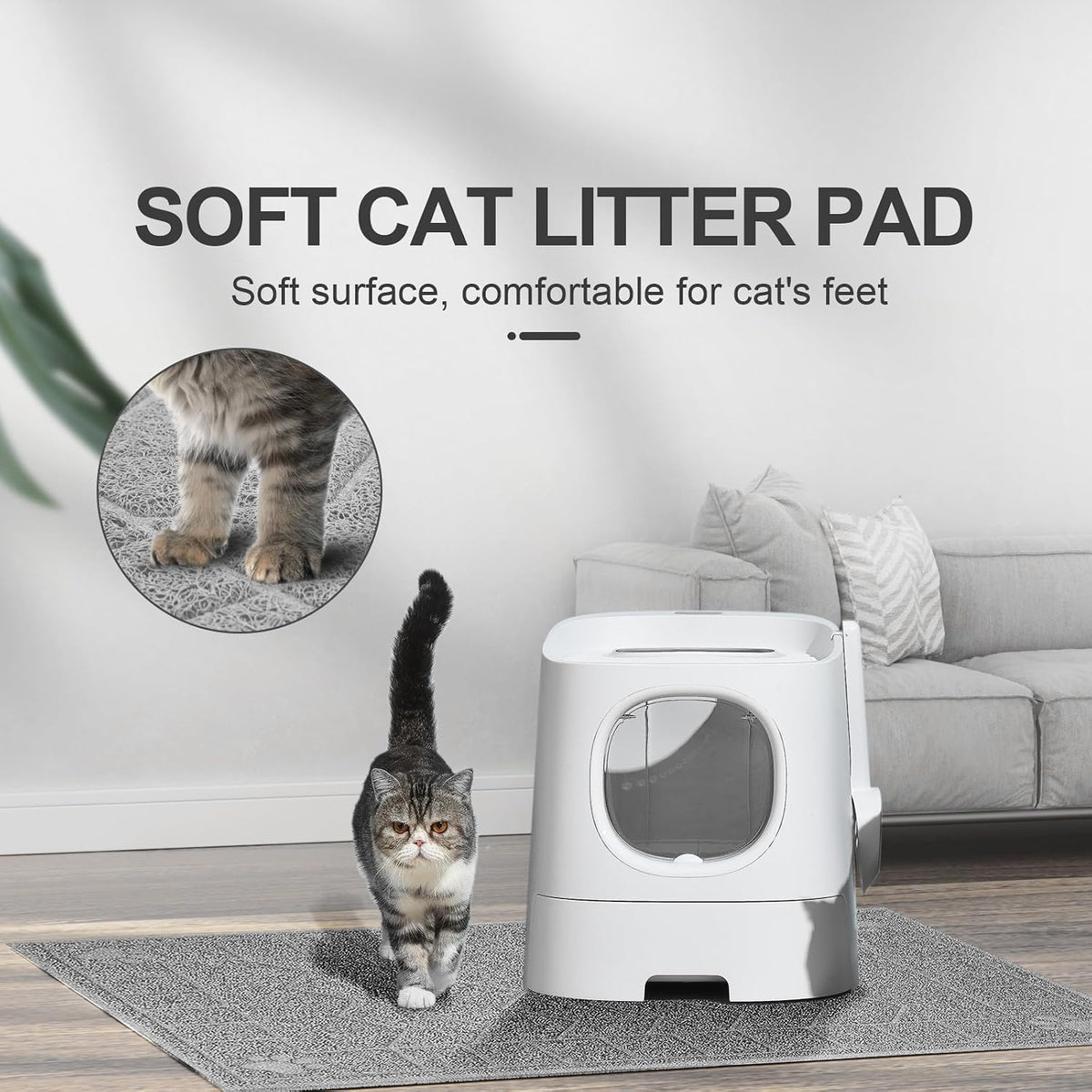 Cat Litter Box Mat, 35" x 24" Large Waterproof Litter Trapping Mat | Thick Mesh Traps Litter, Non-Slip Kitty Litter Mat for Indoor Cat, Soft Paws, BPA-Free, Multi-Use, Easy Clean, Large Coverage