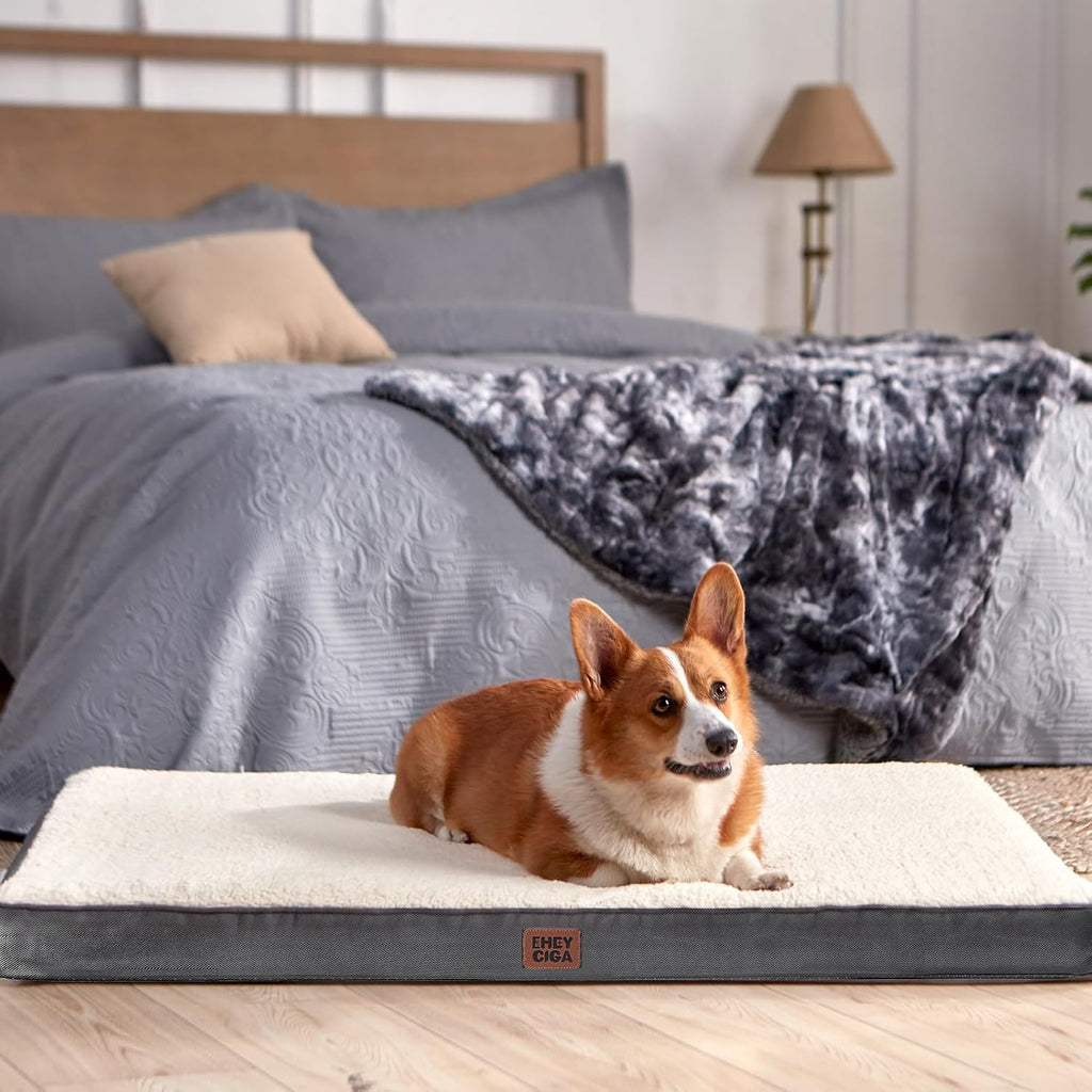 EHEYCIGA Orthopedic Dog Bed Large with Removable Washable Cover, 47IN Beige